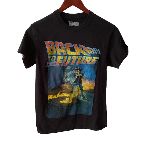 Retro Back to the Future Graphic TShirt Black 80s Movie Michael J Fox S - Picture 1 of 3